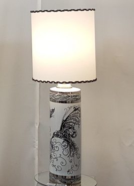 lampe-oiseau- peinture sur porceleine-Artelier de Joce