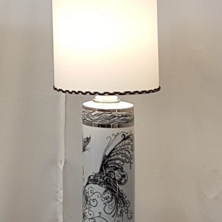 lampe-oiseau- peinture sur porceleine-Artelier de Joce