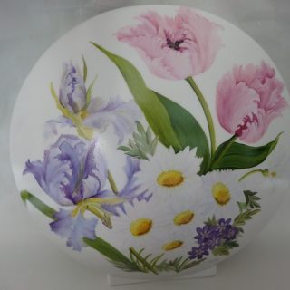 vase-iris-tulipe - peinture sur porceleine-Artelier de Joce